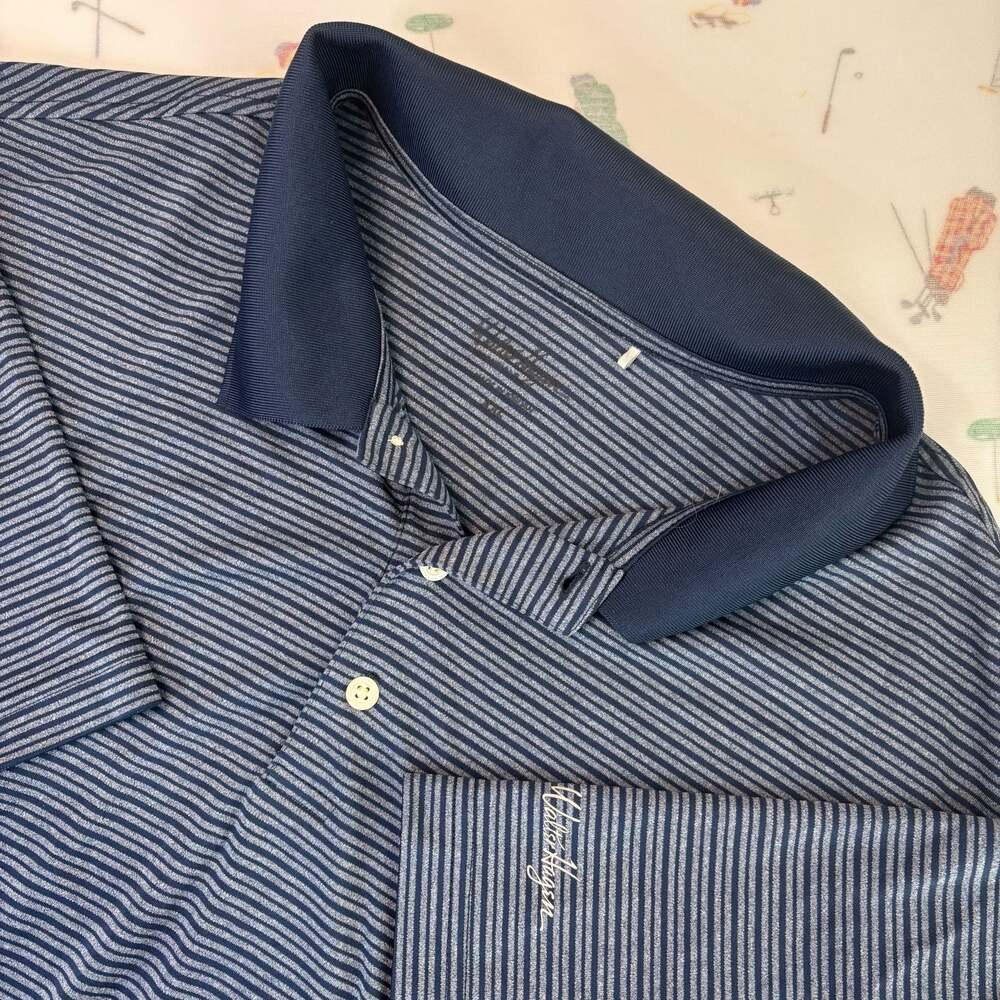 Walter Hagen Men's Blue Striped Golf Polo Shirt